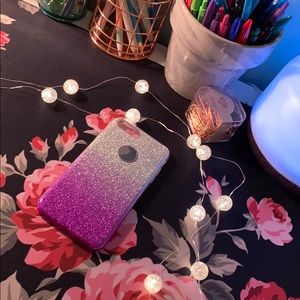 Purple to silver gradient case removable glitter